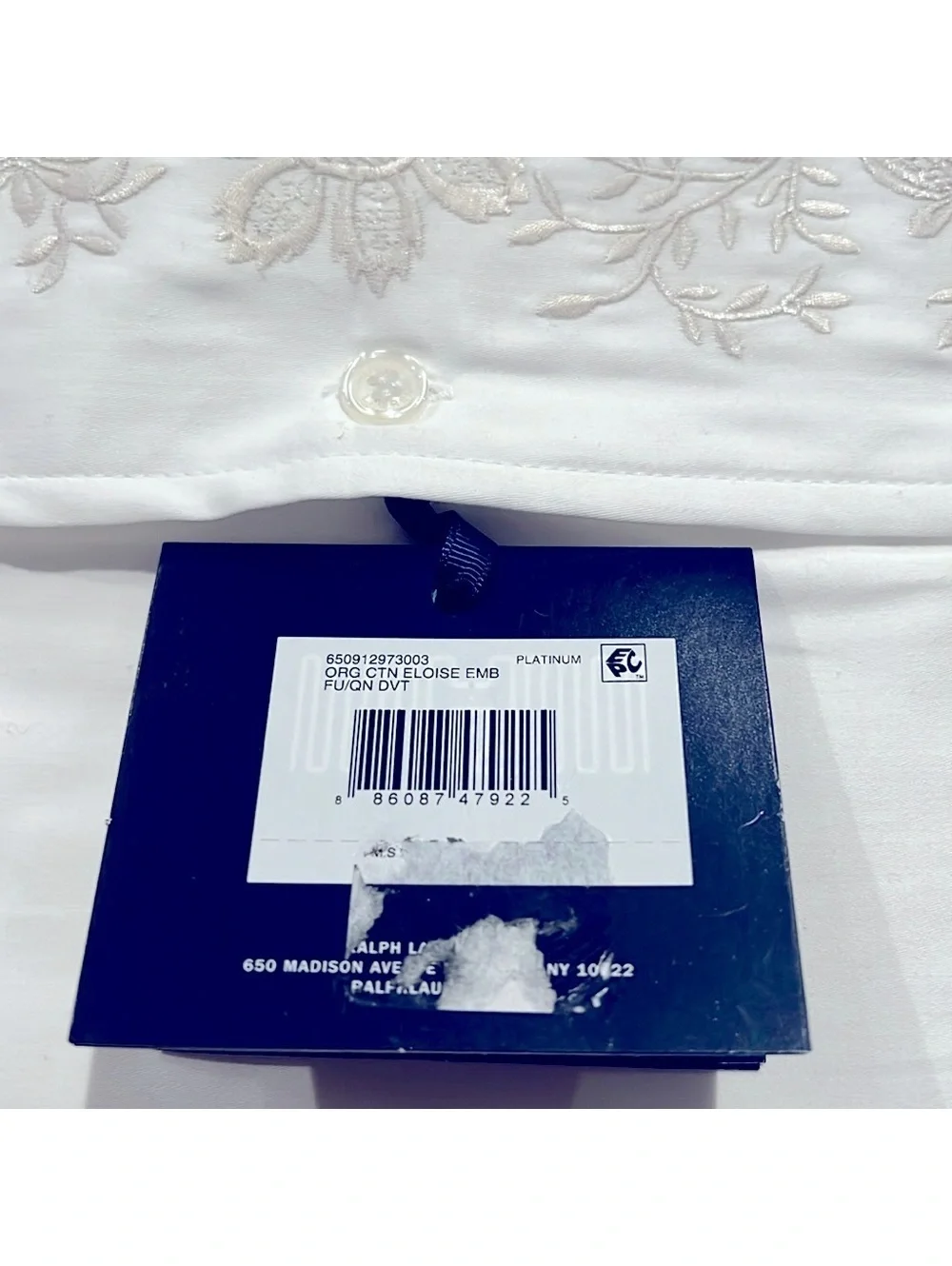 Ralph Lauren Eloise Embroidery Organic Cotton Duvet in Platinum Full/Queen $650